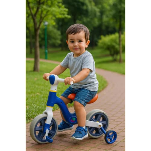 Bicicleta Infantil de Equilíbrio 2 em 1 com Rodinhas Removíveis -Azul