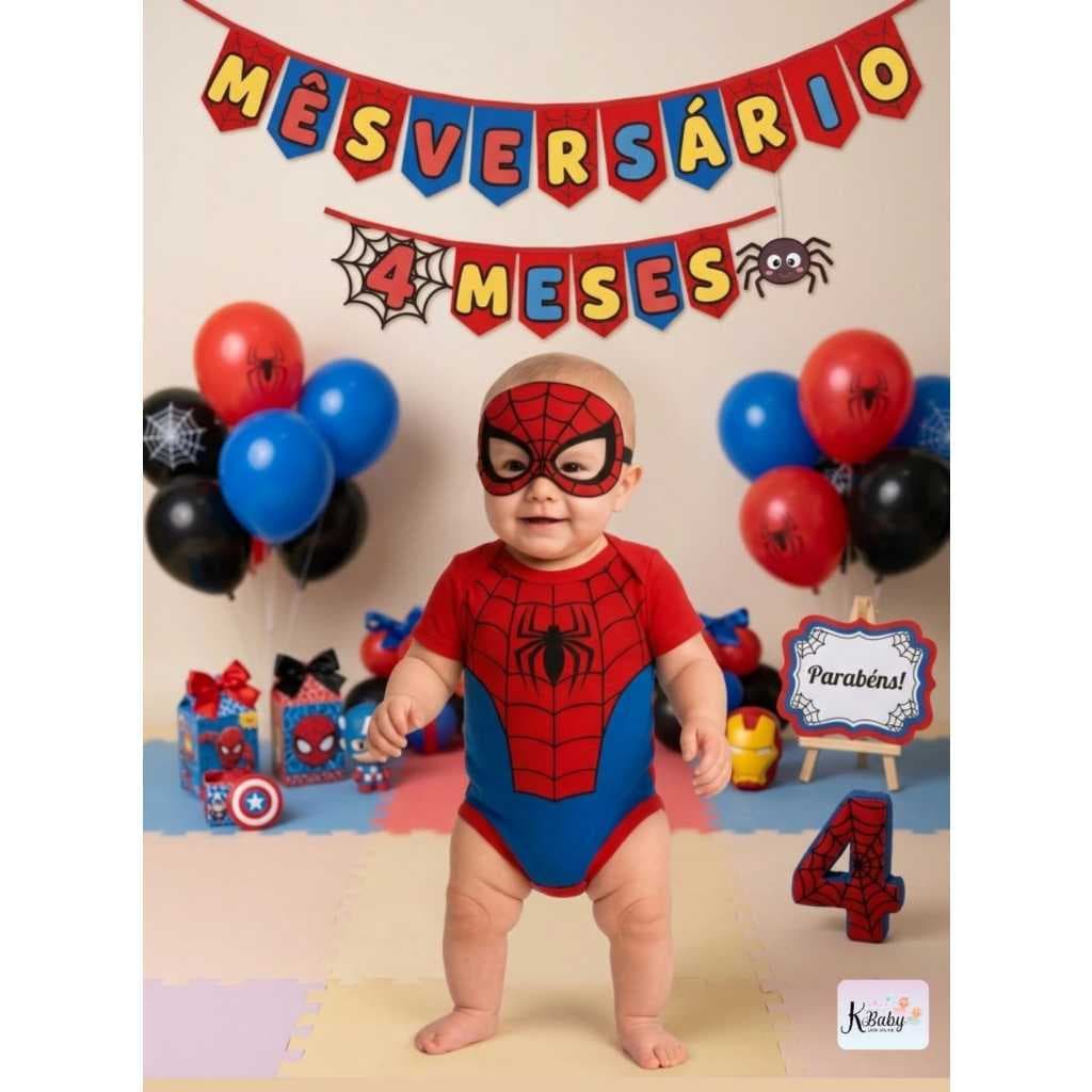 Body Bebê infatil Homem aranha tematico linha premium