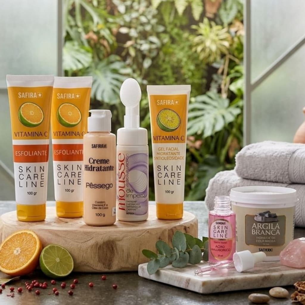 Kit Skincare Pele Facial Completo Skin Care Todos Tipos Hidratante Limpeza Vitamina Acne Antioleosidade Pele Mista Seca
