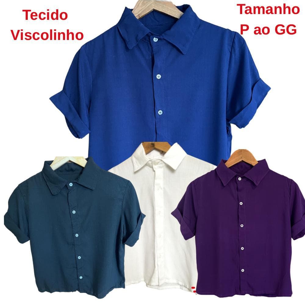 Blusa Feminina com Botões Camisa Feminina com Botões Camisa Branca Feminina Manga Curta Azul
