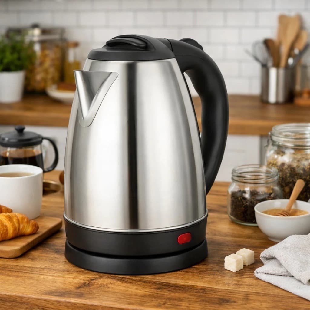 Chaleira Elétrica Inox 1,8L 110V Fervura Rápida e Desligamento Automático Com Base 360