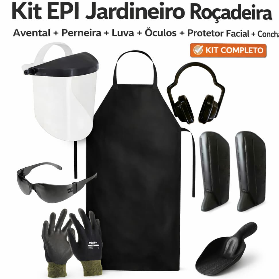 Kit Proteção Jardinagem Roçadeira Operador Roçador Epi Proteção Individual Completa