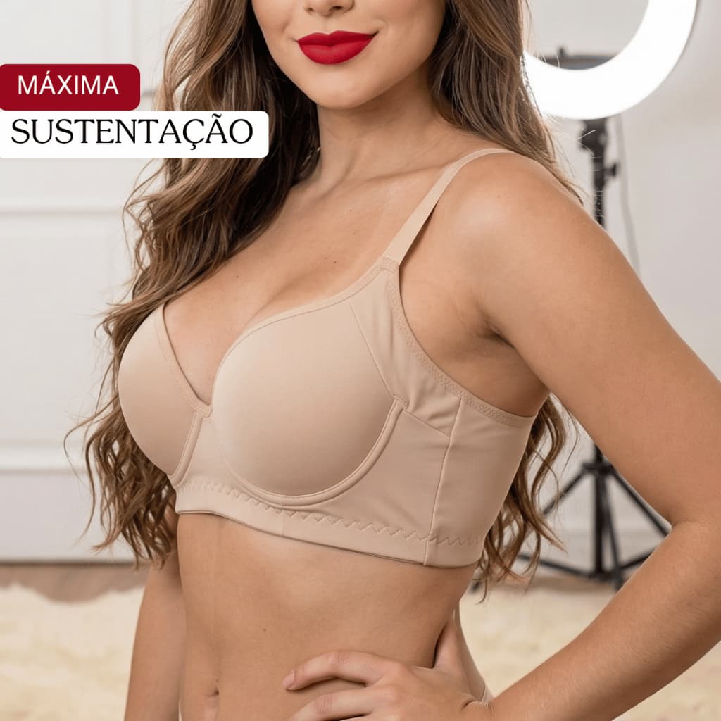 Sutia Alta Sustentação Reforçado Com Bojo Sutiã Feminino Modelador Com Fecho Triplo Pós Cirúrgico