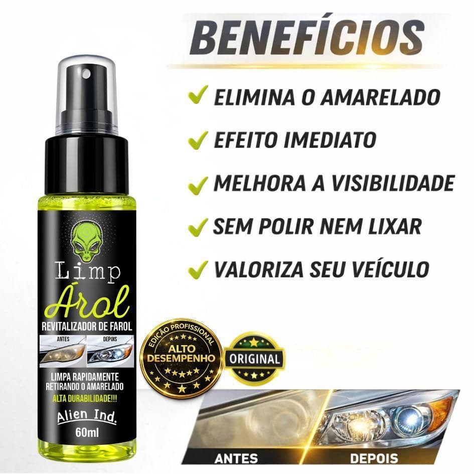 LimpÁrol Alien Revitalizador de Farol 80ml | Remove Amarelado, Fosco e Queimado Sem Lixar Nem Polir