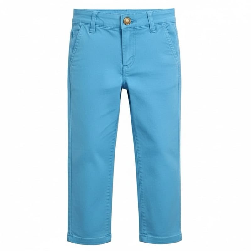 CALÇA SPORT FINO/ALFAIATARIA AZUL CELESTE DE SARJA INFANTO-JUVENIL,  COM  REGULADOR INTERNA NO CÓS