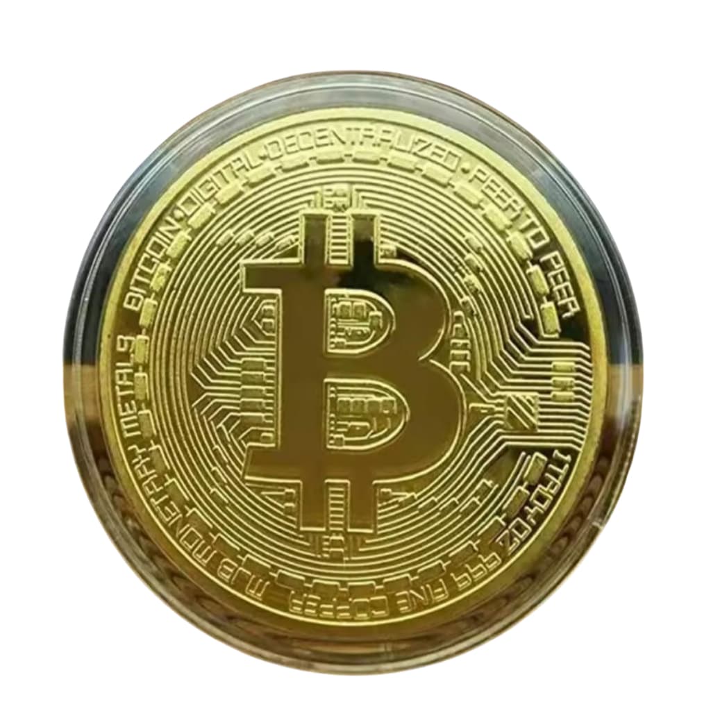 Moeda Decorativa Bitcoin Banhado à Ouro - Colecionável e Decoração