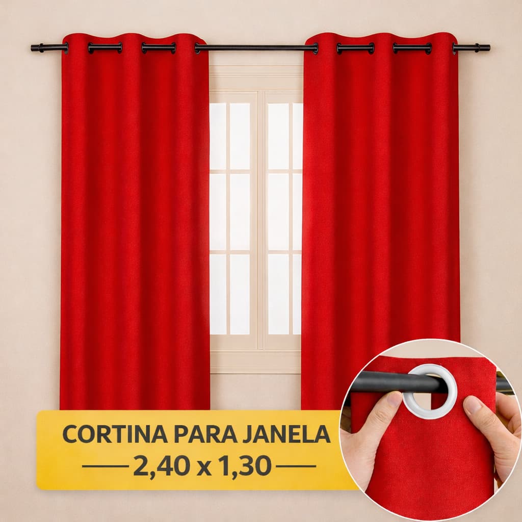 Cortina para janela 2,40m x 1,30m para sala quarto decorativa colorida
