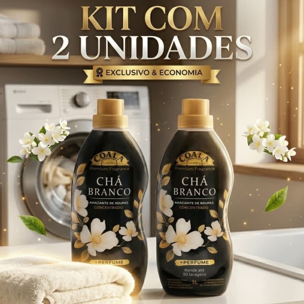 Kit 2 Amaciante Concentrado Coala Chá Branco 1L