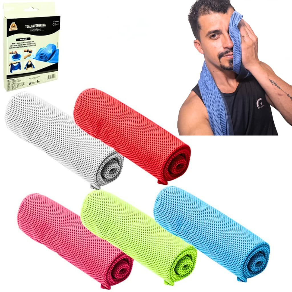 Toalha Microfibra Esportiva Fitness Academia Refrescante Treino Secagem Rápida 90x30cm