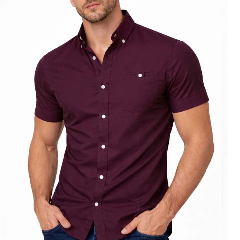 Camisa Social Masculina Manga Longa Slim Fit Com Elastano Colarinho Com Botões