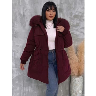 Jaqueta Feminina Parka Forrada Apeluciada Sobretudo Casual Com Capuz Removivel Inverno
