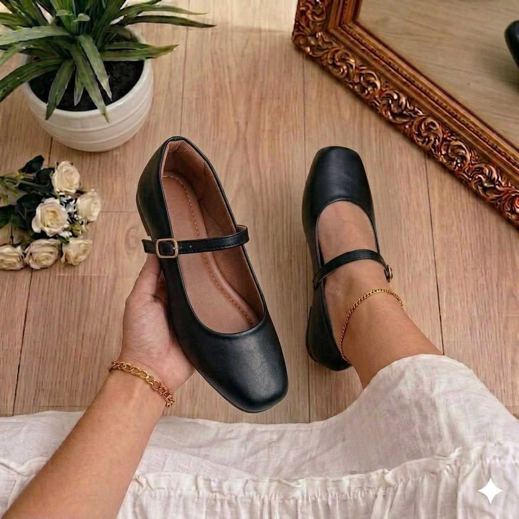 Sapatilha Feminina Bailarina Tira Cruzada Moda Blogueira Conforto Leve Preto  Alta Qualidade