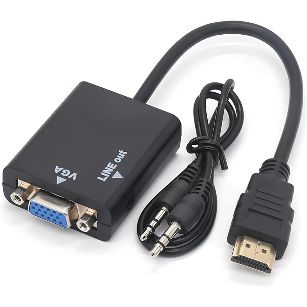 Cabo Adaptador Conversor HDMI Para VGA Com Áudio P2 Notebook Monitor Projetor PC Conversor Vídeo FHD