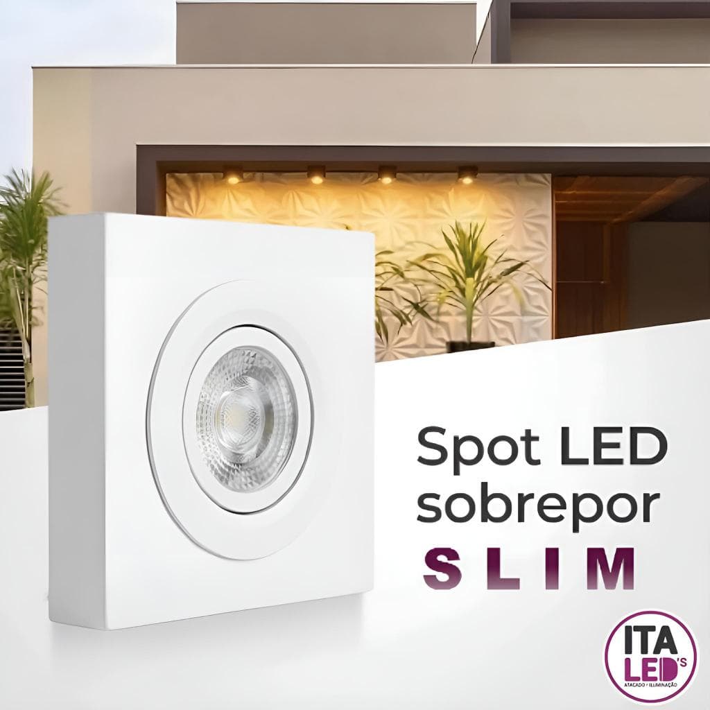 Kit 4 Luminária Spot Led Sobrepor Slim Para Beiral 5w Branco Luz Branco Quente 3000k Bivolt
