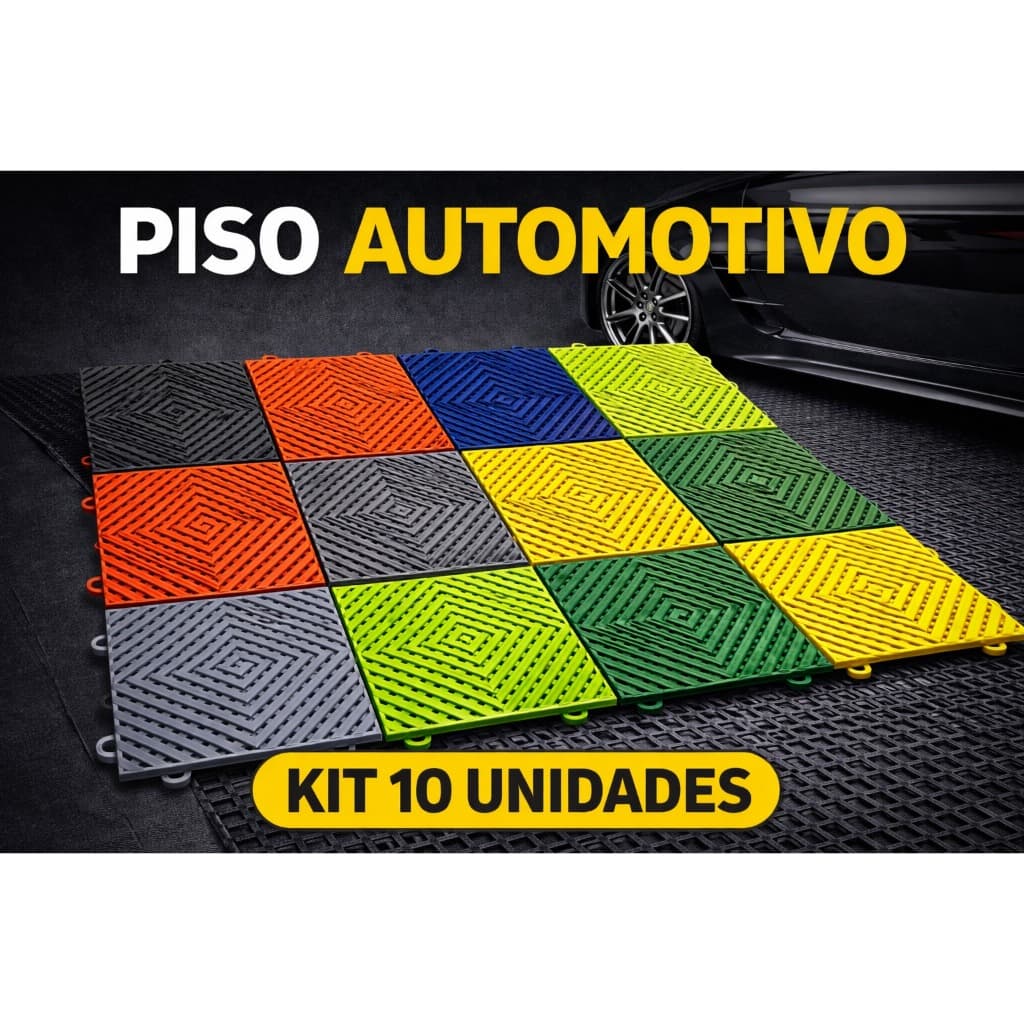 Kit 10 Piso Modular Automotivo 33x33  PP Super Resistente Garagem Oficina Profissional