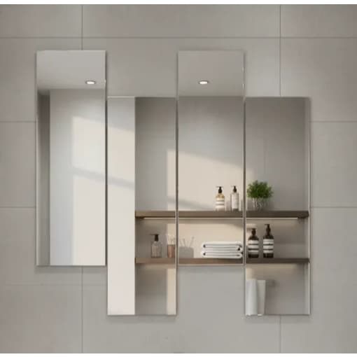 Kit 5 Espelhos 50cm X 10cm Decoração Sala Banheiro Casa Loja Lavabo Quarto Mosaico Artesanato + Fita
