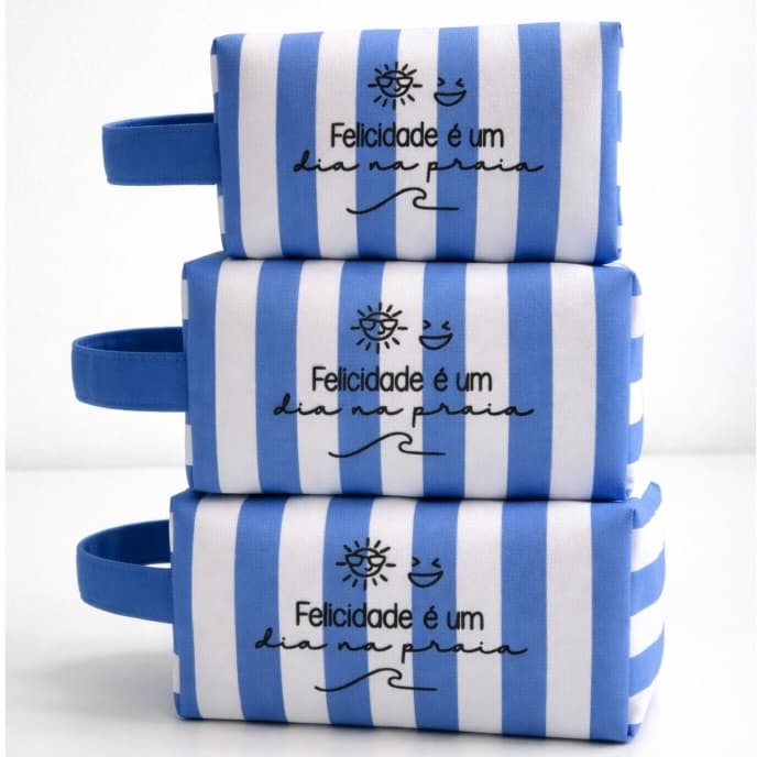 Kit C/3 Necessaire  Organizadora de Viajem, Mar e Praia Bolsinha de Cosmetico e Maquiagem Bolsa Organizadora
