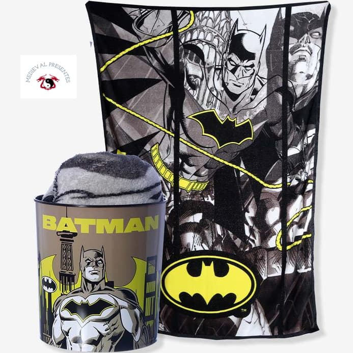 KIT BATMAN HOMEM MORCEGO MANTA + BALDE DE PIPOCA ORIGINAL LICENCIADO DC COMICS