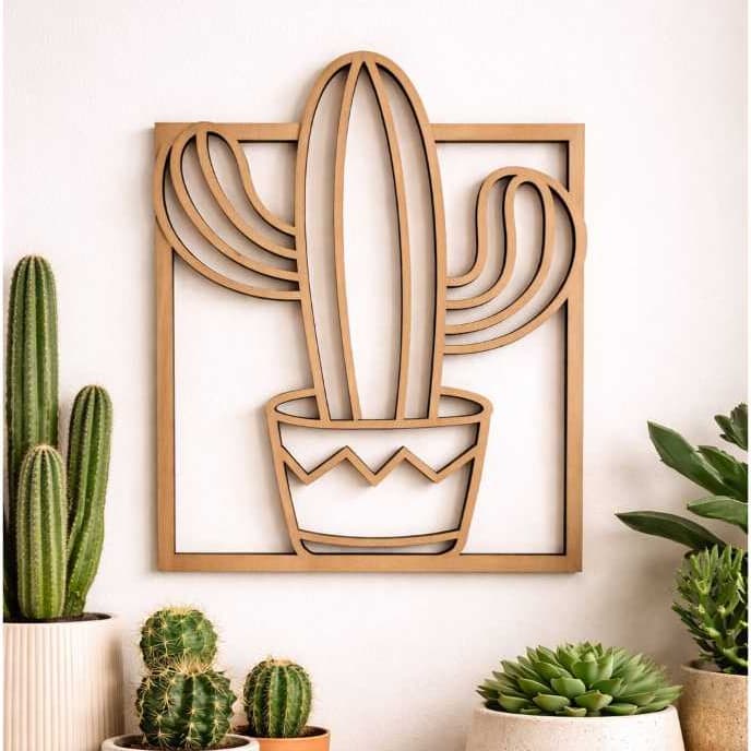 Quadro decorativo_ Quadro MDF_ Quadro cacto _Decoração de parede_ Decoração moderna _ Quadro Tendência_ Promoção