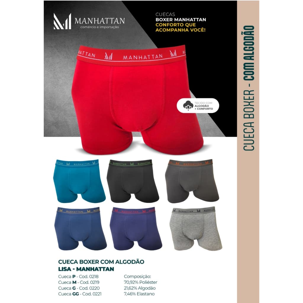 Kit 12 Cueca Boxer Masculina Lisa e Listrada Poliéster Confortável Respirável
