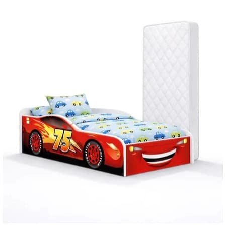 Cama Infantil Personagens com Colchão e Grades – Design Moderno e Seguro para Quarto Infantil MDF
