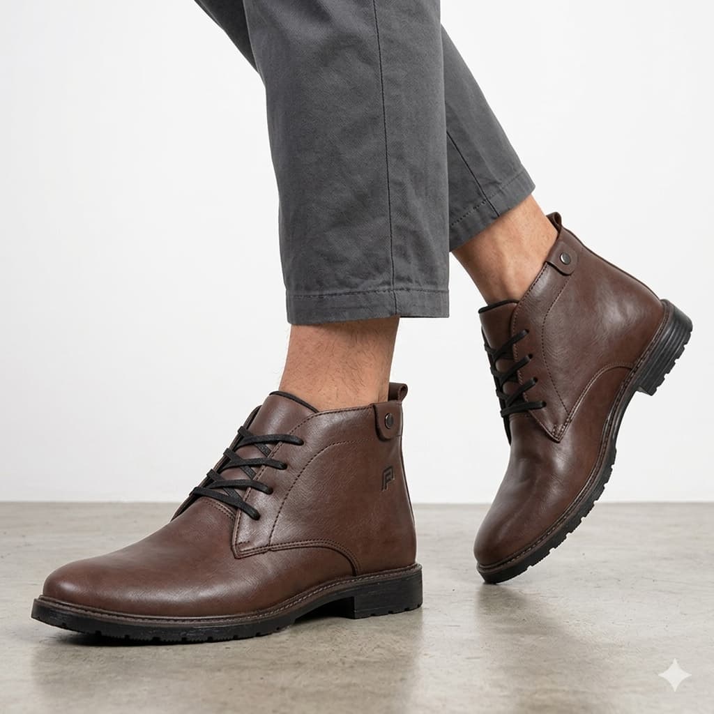 Bota Coturno Masculino Botinha Amarração Cadarço Couro Tratorado Elegante Versatil Motociclista
