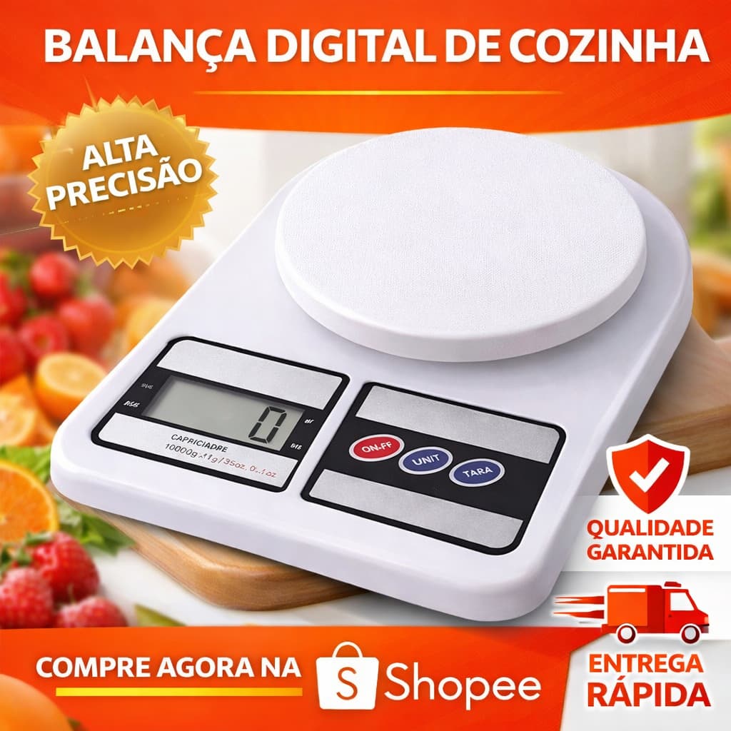 Balança Digital Alta Precisão até 10kg Cozinha Dieta Alimentos Super Precisa Nutrição Confeitaria