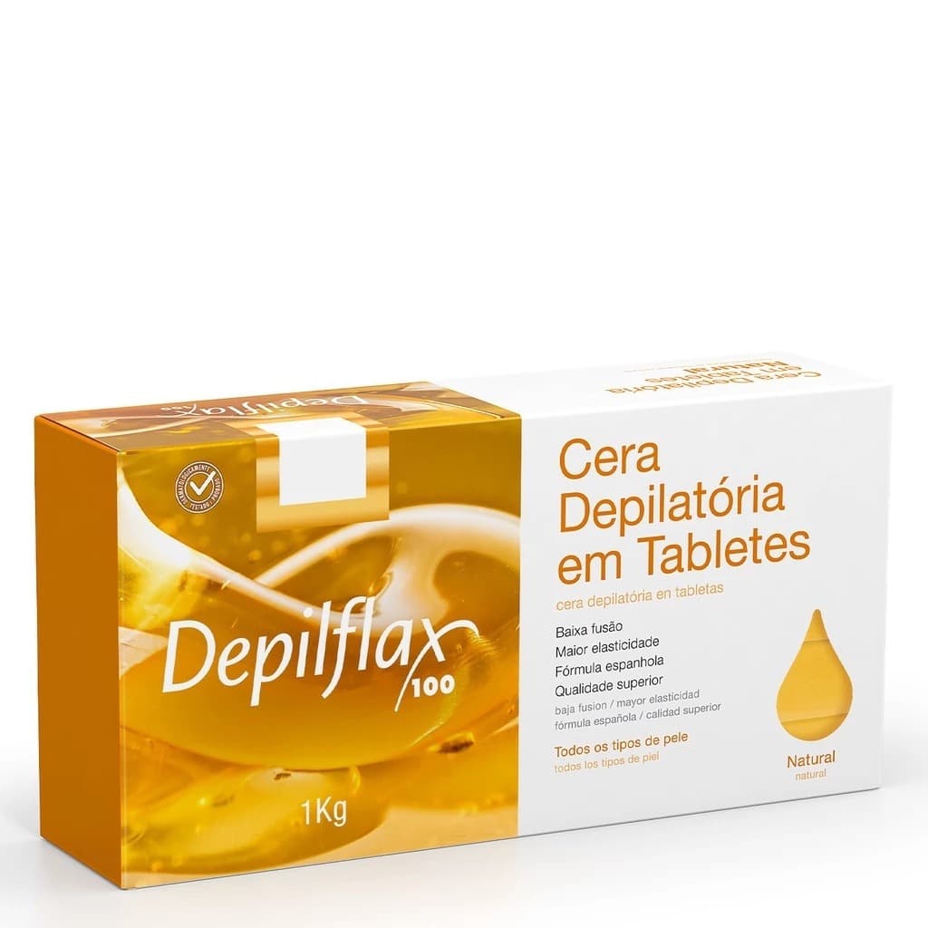 Cera Depilação Em Barra de 1kg Tablete Depilflax Natural Mel Morango Negra Hortela Menta Rosa Coco