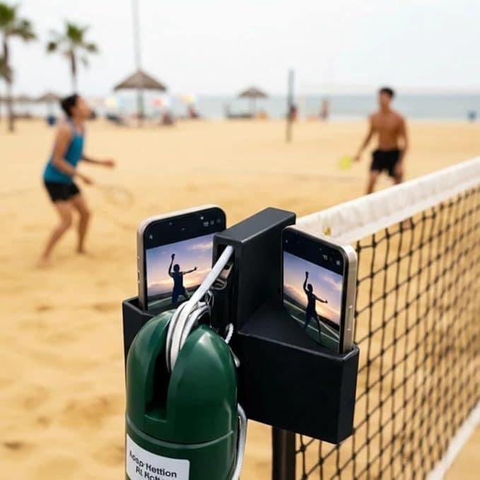 Suporte para Celular em Rede de Vôlei Futevôlei e Tênis Suporte para Gravar Partidas Fixação Fácil