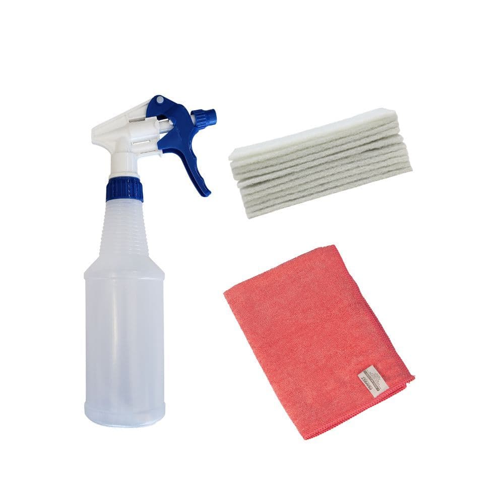 Kit Limpeza Profissional Borrifador + Fibra + Pano