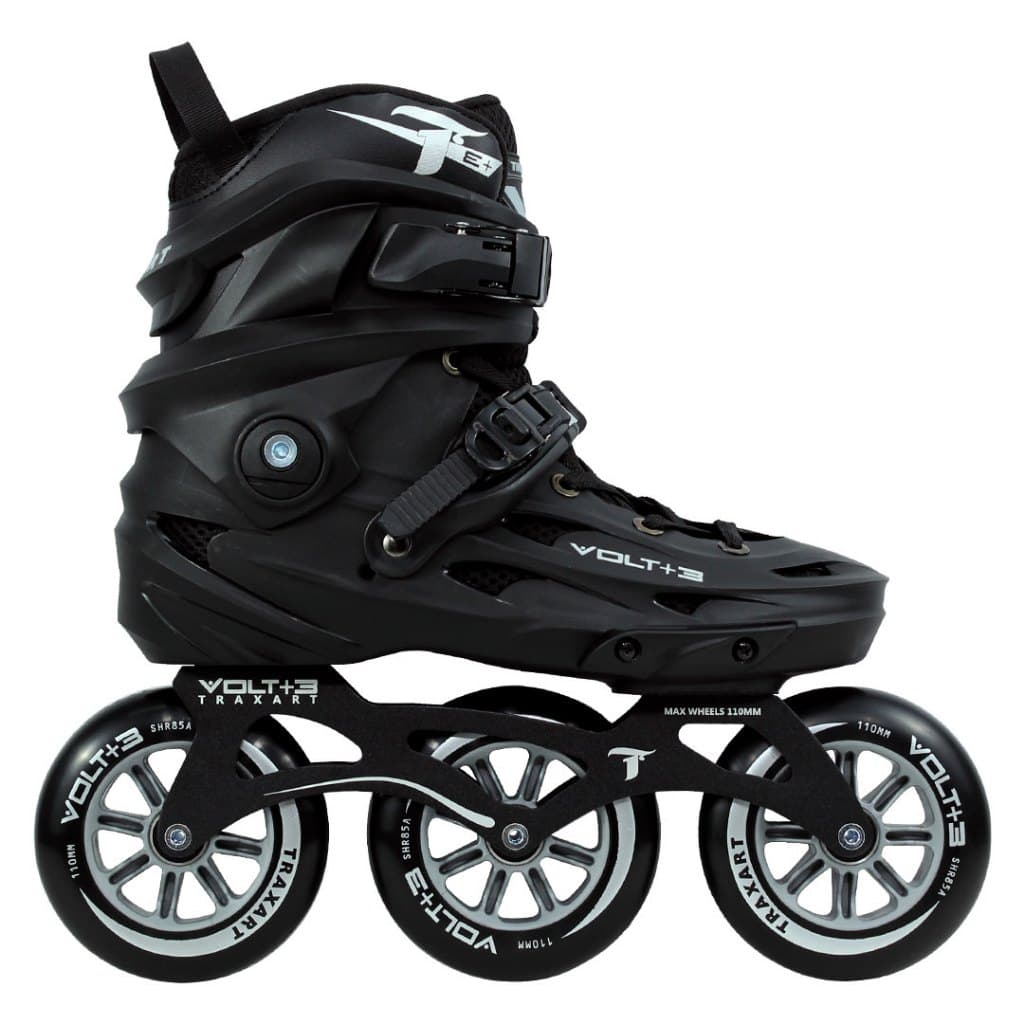 Patins Inline Freestyle Volt +3 Preto 110MM Abec9 Cromo Traxart 3 rodas Velocidade Profissional