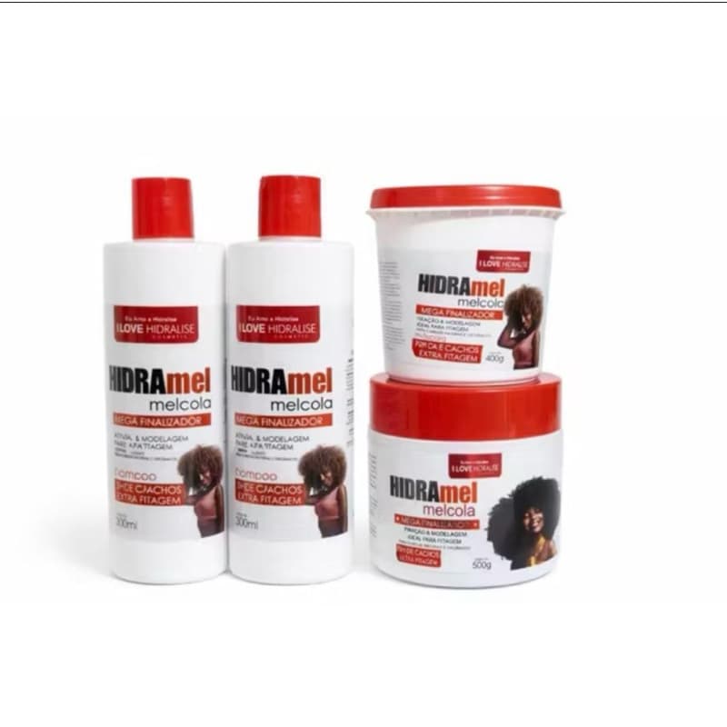 Kit Hidramel Mel Cola Cachos – Shampoo + Condicionador + Máscara + Finalizador Definição e Ultra Fitagem ENVIO IMEDIATO