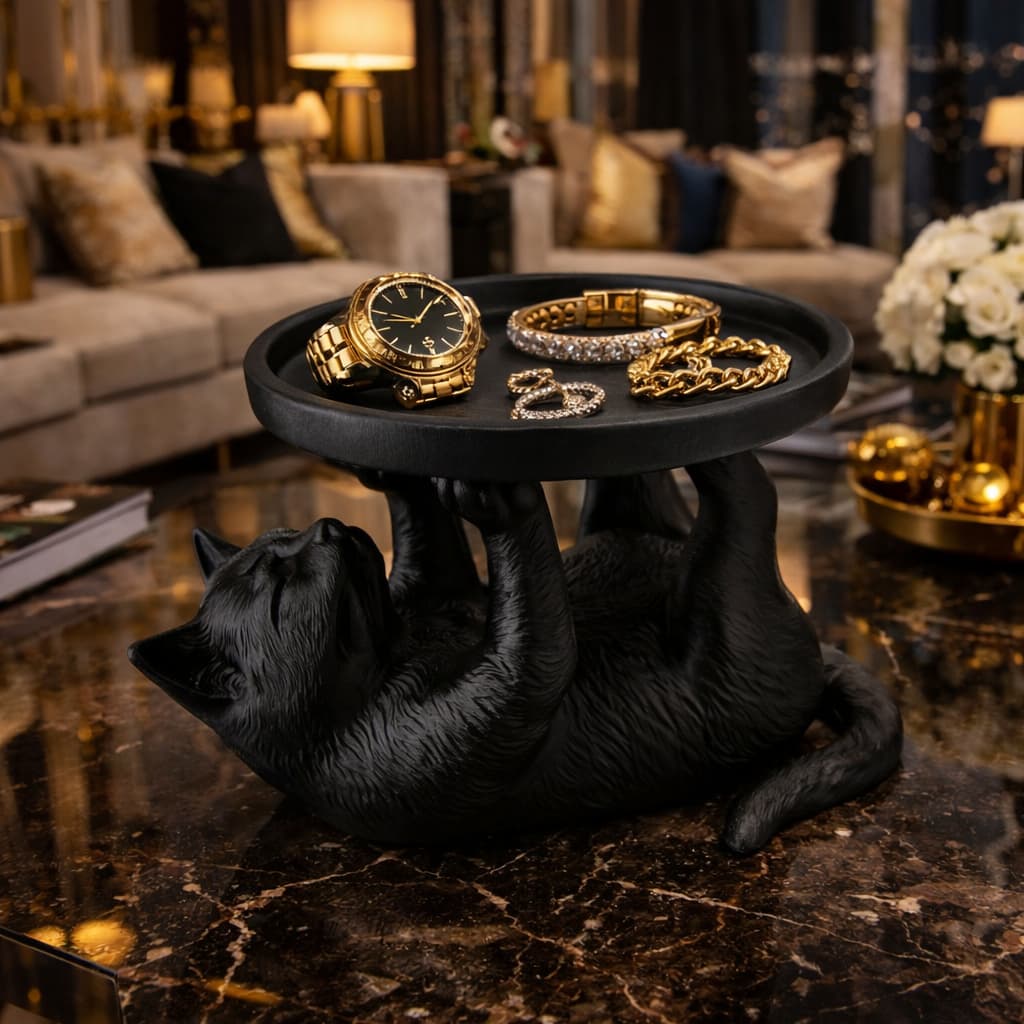 Gato Preto Suporte Joias Relogio Chaves Copo Gatinho decoração decorativo Presente de Dia dos Namorados