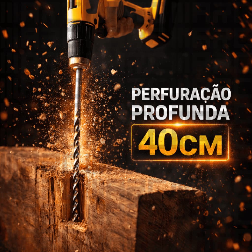 Kit Brocas Longas para Madeira 40cm 6 8 10mm Perfuração Profunda Profissional Alta Precisão