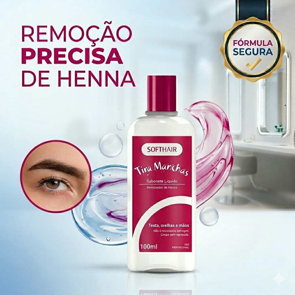 Sabonete Líquido Tira Manchas Suaveness Removedor de Henna de sobrancelhas Soft Hair 100ml