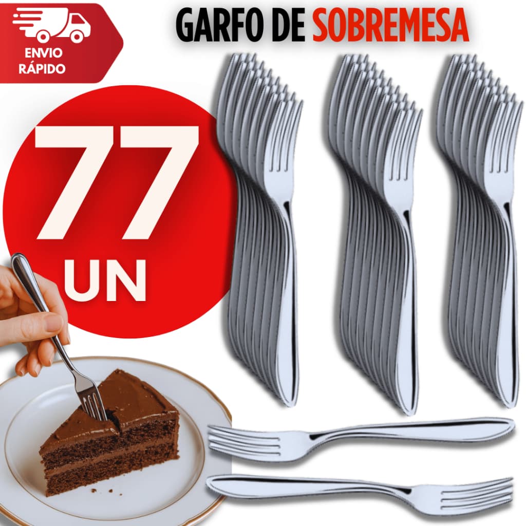 Combo Garfos Sobremesa Aço Inox 16,3 Cm Doceria Restaurante Cafeteria Casa Talheres Utensílios