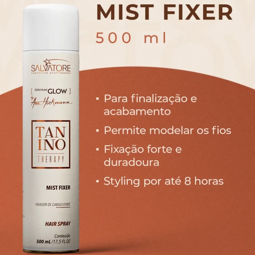 Fixador Spray Salvatore Tanino Therapy 500ml Mist Fixer Fixação Forte Longa Duração Sem Frizz