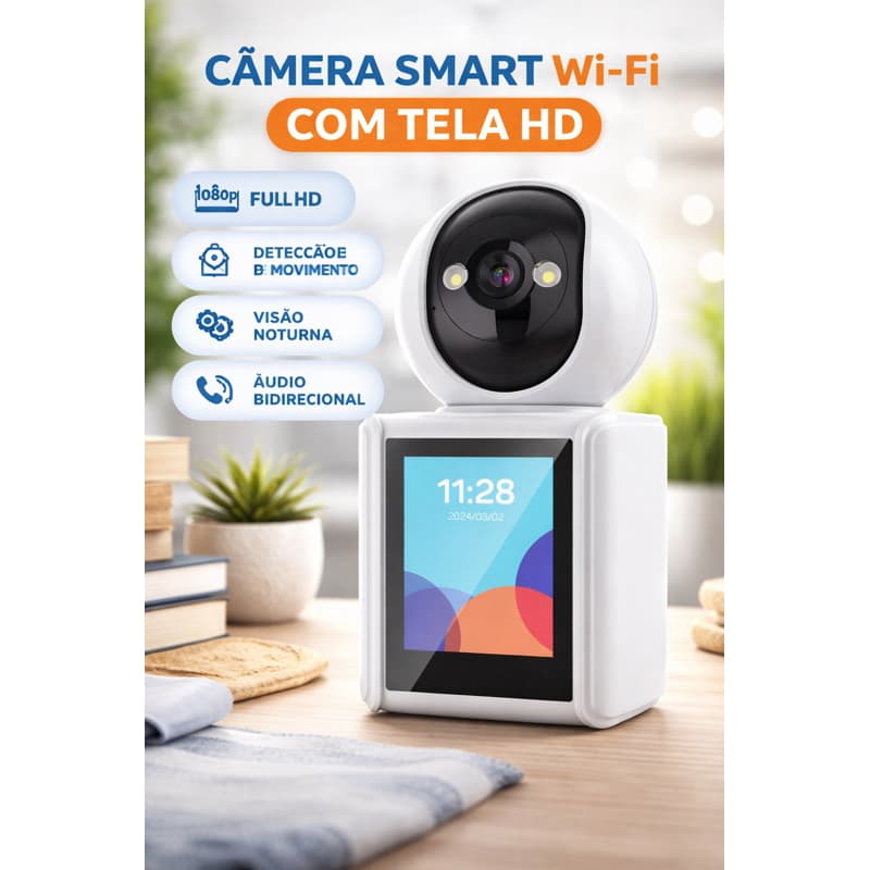 Câmera Segurança Babá Eletrônica com Tela Full HD Chamada De Vídeo Inova Prime KV-727