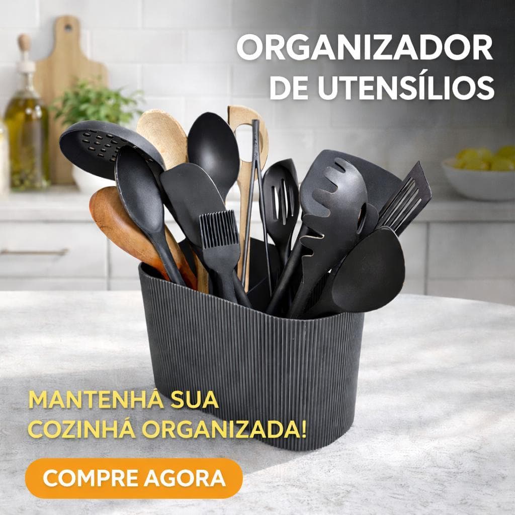 Organizador de Utensílios de Cozinha | Porta Colheres e Espátulas | Organizador de Bancada Moderno| Resistente