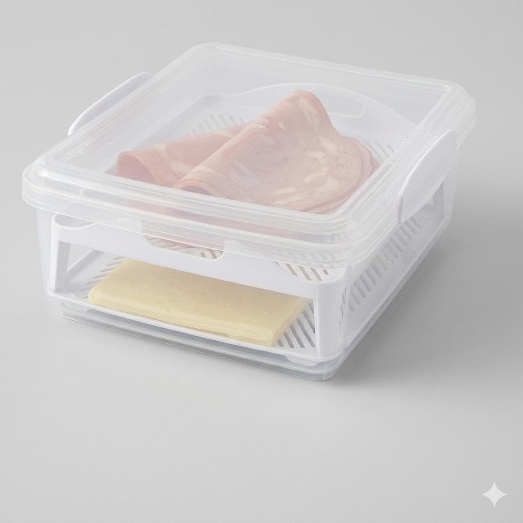 Porta Frios Transparente C/ Tampa Trava Organizador Geladeira Prático