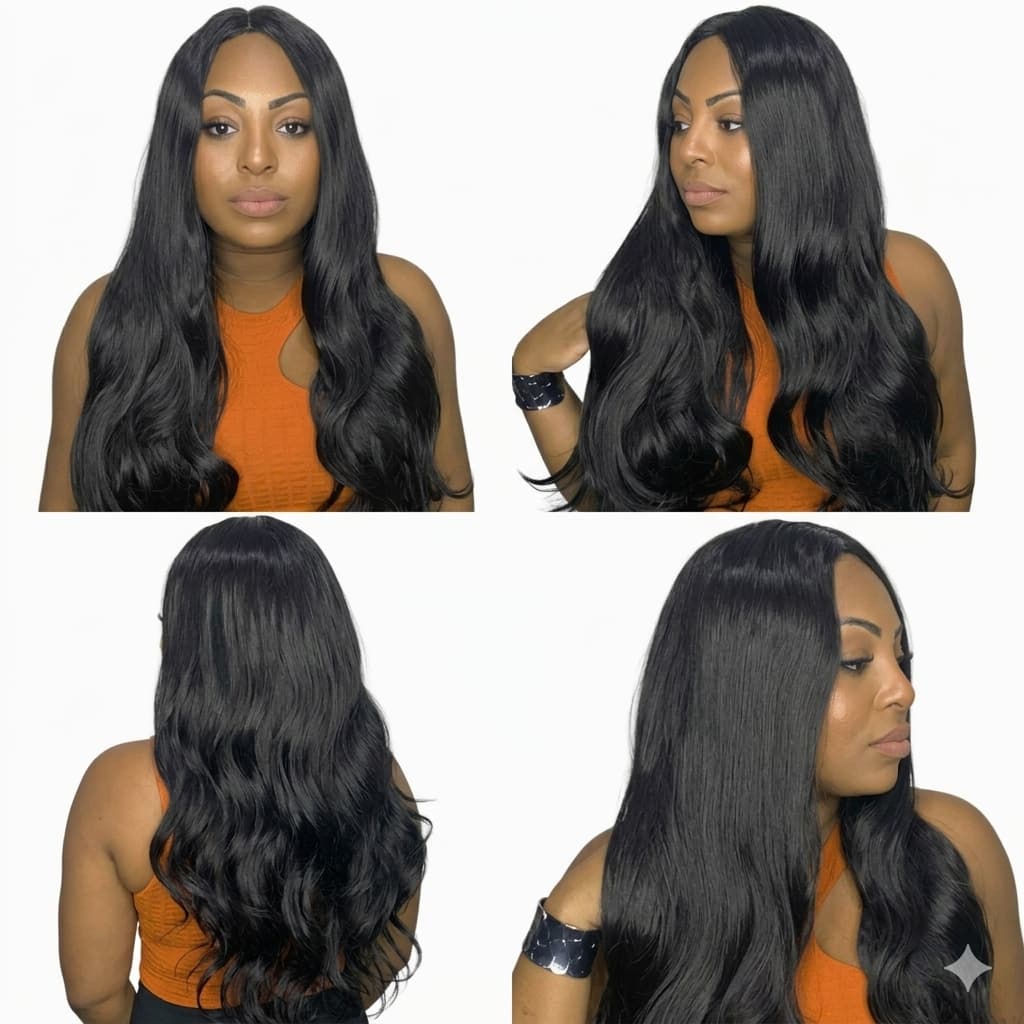 Peruca Lace Wig Ondulada Preta 70 Centímetros