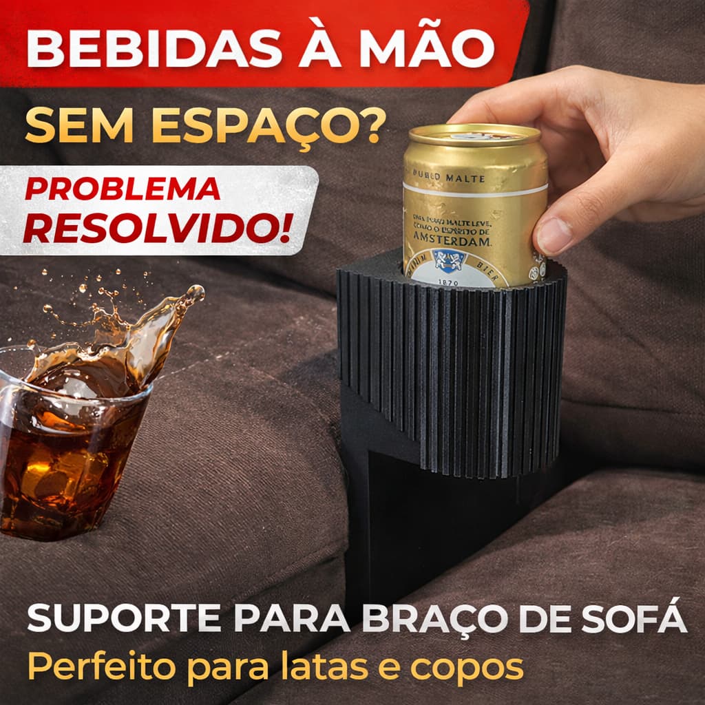 Organizador Porta Copos para Sofá Porta Lata Suporte Bebida Encaixe Braço Sofá Anti Derramamento