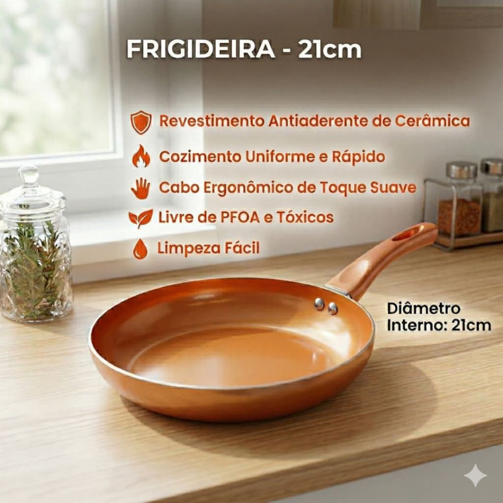 Frigideira Antiaderente Cerâmica Não Gruda Tamanho Grande