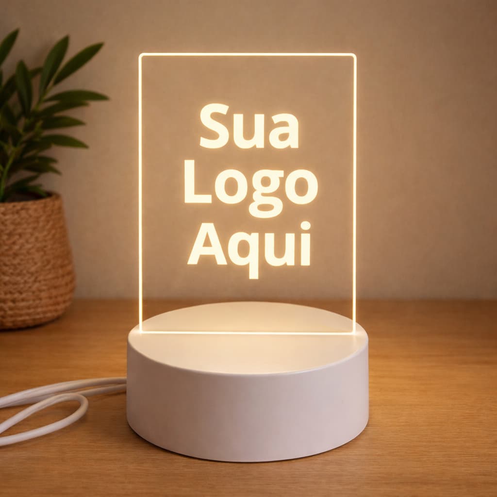 Luminária LED abajur  com Sua Logo ou Nome / Personalizada em acrílico