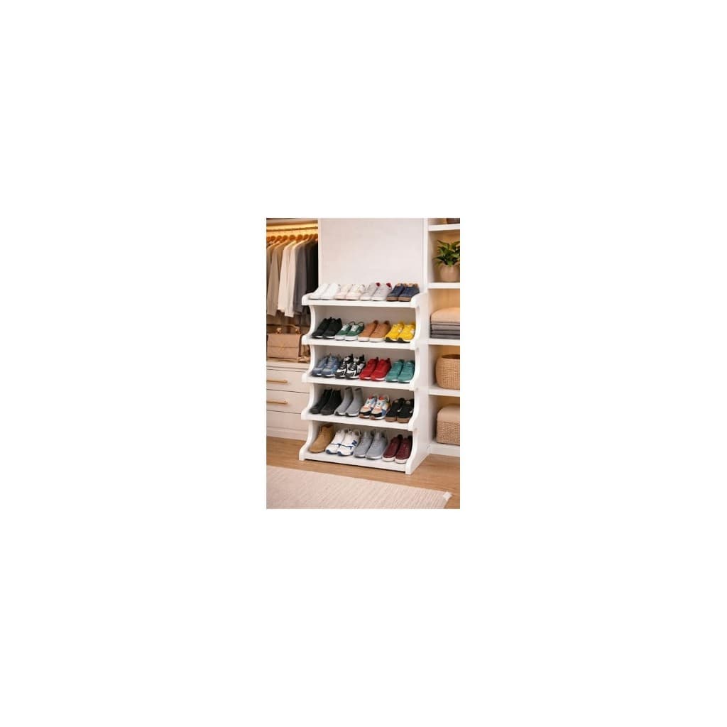 SAPATEIRA MULTIUSO BRANCA PORTA DE ENTRADA MADEIRA MDF VERTICAL 5 PRATELEIRAS 100 X 75 CM