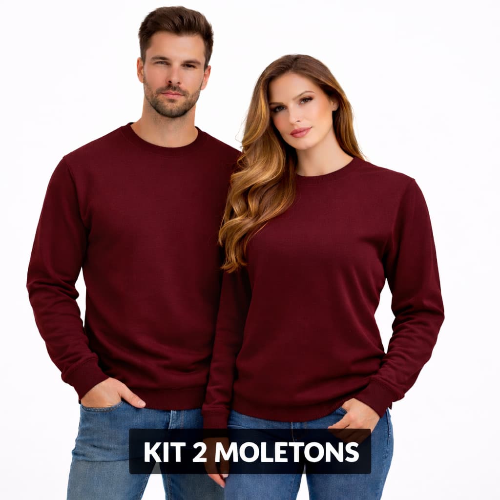 Kit Moletom Liso Unissex Gola Redonda Modelo Careca Inverno Blusa de frio Flanelado Casaco Quente