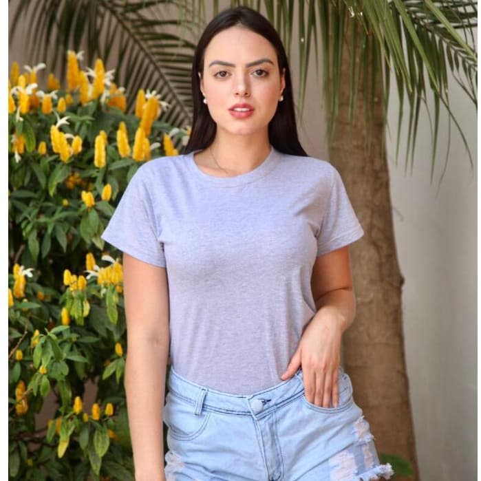 Camiseta Baby Look Feminina 100% Algodão Blusa Lisa Casual pro Dia a Dia outras cores