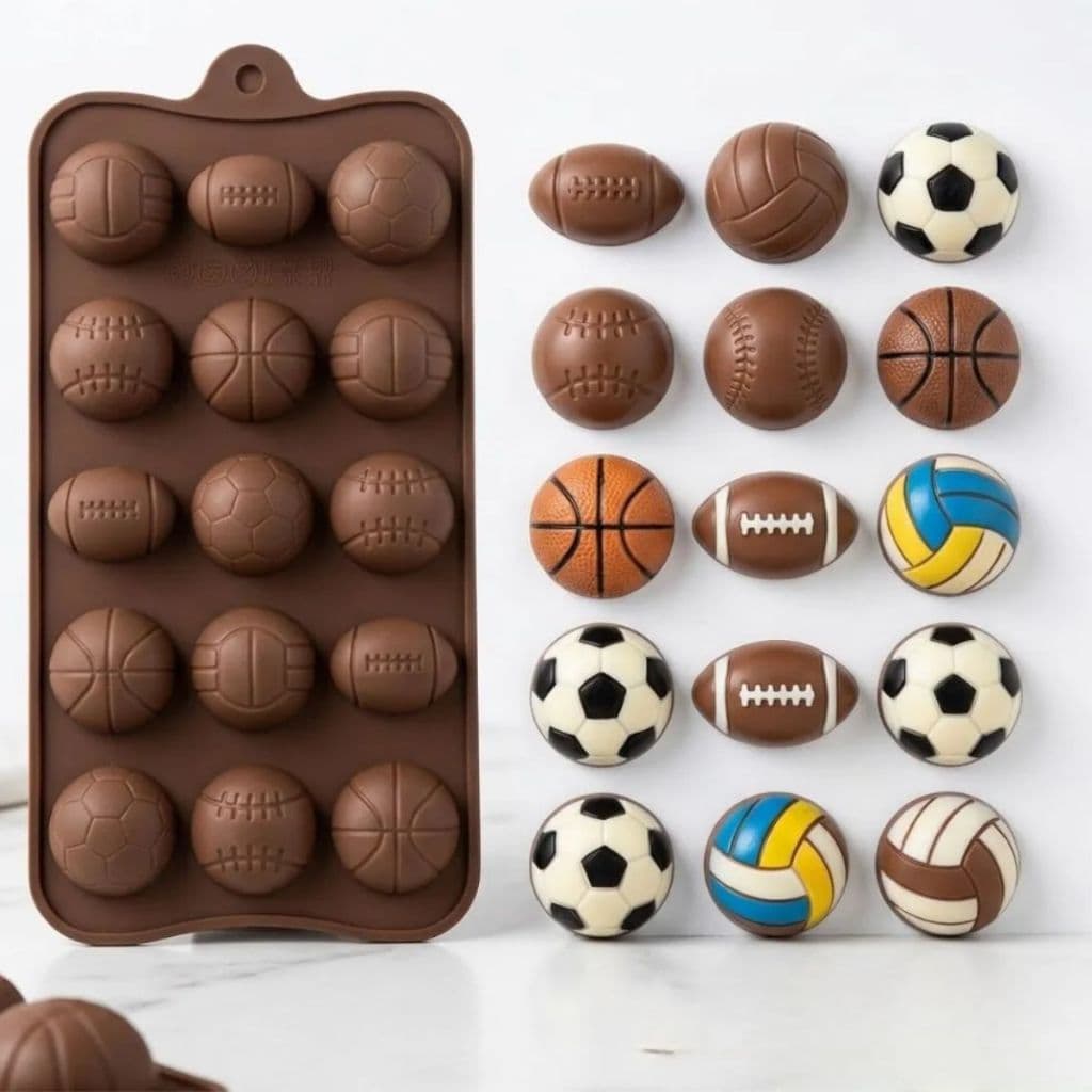 Forma De Silicone Bola Futebol Basquete Beisebol Bola Chocolate
