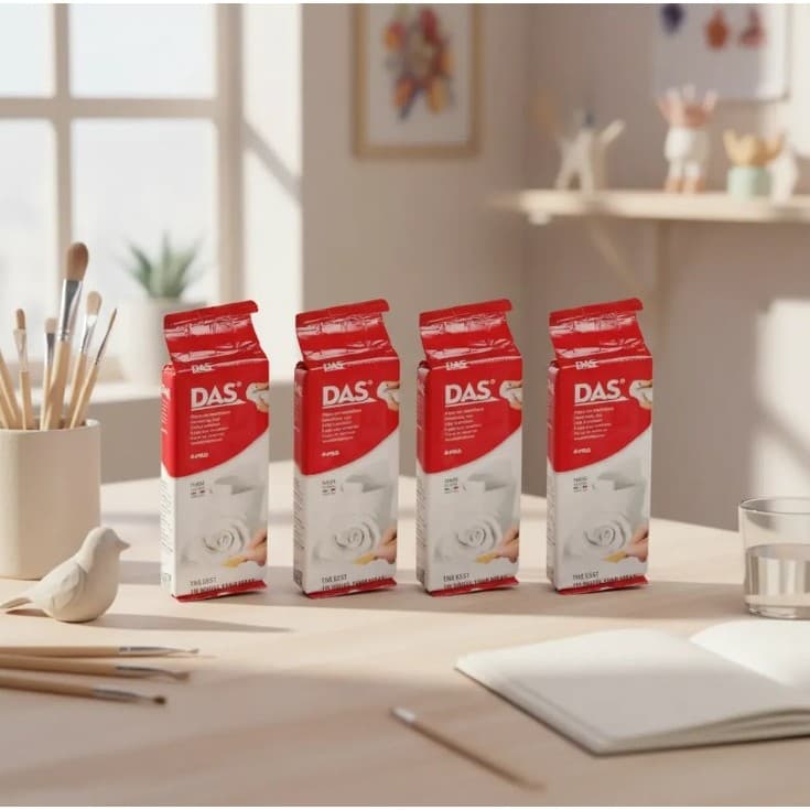 Kit 4 Massa Cerâmica Fria Das 250gr Branca Modelar Branco