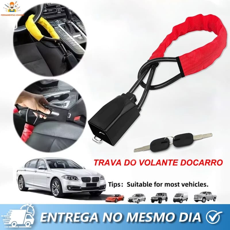 Trava de Segurança Cadeado 3 Chaves  Antifurto Veicular Volante Cinto  Proteção
